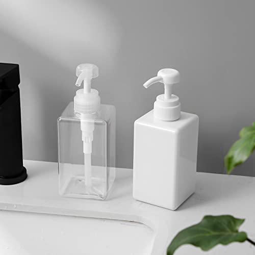 Refillable Pump Bottle 15oz Clear 2-Pack | BPA-Free Soap Dispenser