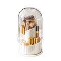 Makeup Brush Holder Organizer with Lid, 360 Rotating Dustproof Transparent Makeup Brushes Organizer for Vanity Dresser Bathroom Countertop(White with Clear Cover)