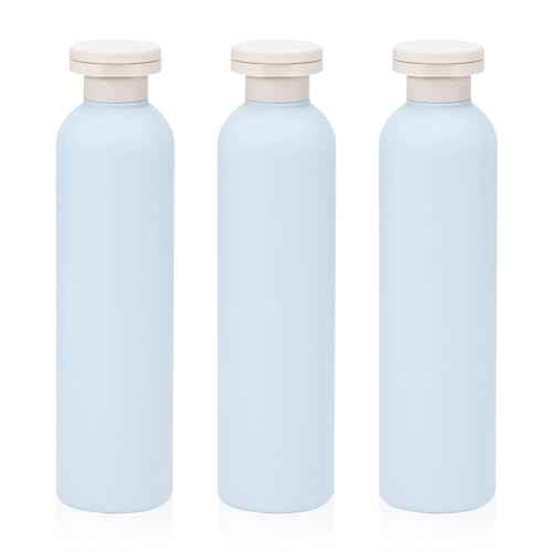 3Pcs 8.8oz Flip Top Squeeze Bottles,Reusable and Refillable Leak Proof Travel Bottles,For Lotions,Facial Creams,Shampoos,Hair Conditioner (Blue)