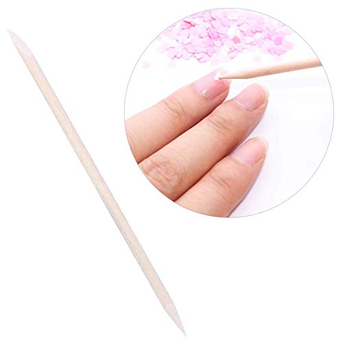 BTYMS 300-Pack Orange Wood Cuticle Sticks - 4.5 Inch Double-Ended Nail Pushers