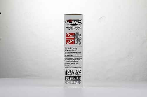 CNC 8oz Black Tattoo Ink Set 240ml Pure Black Vegan-Friendly Pigment Professional Tattoo Supplies for Lining, Shading, Blending Premium Skin-Safe Inks TI6003-240-001