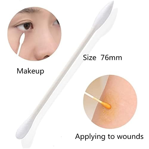 Cotton Swabs, Q Tips, 100 Count Natural Cotton Buds, Individually Wrapped Double Tipped Cotton Tips for Ear, Beauty Care, Cleaning (Round & Pointed Shape Cotton Heads)