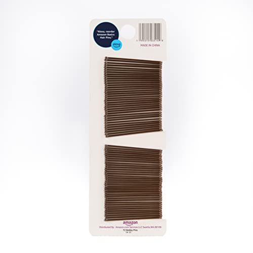 Amazon Basics No Slip Bobby Pins, 72 Count, Brunette Brown – All Hair Types