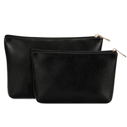 Wandering Nature Makeup Bag 2 Pack - Vegan Leather Cosmetic Pouch
