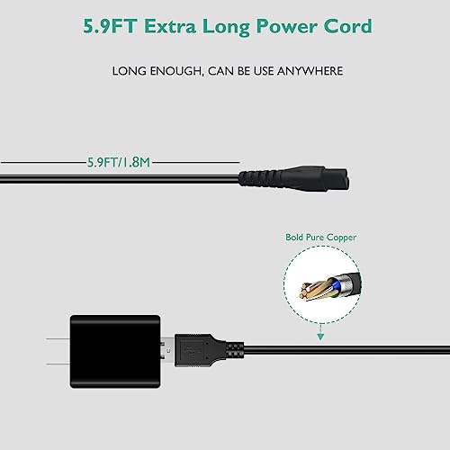 5V 2A Shaver Charger Compatible with Skull Shaver Pitbull Silver Pro/Gold Pro/Palm/Beast Clipper, Butterfly Kiss Trimmer Power Supply Adapter Replacement