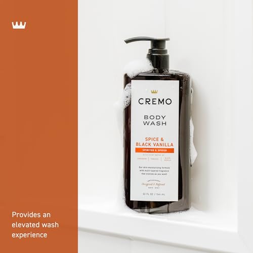 Cremo Rich-Lathering Spice & Black Vanilla Body Wash for Men, Notes of Spices, Dark Woods and Black Vanilla, 32 Fl Oz,(Pack of 2)