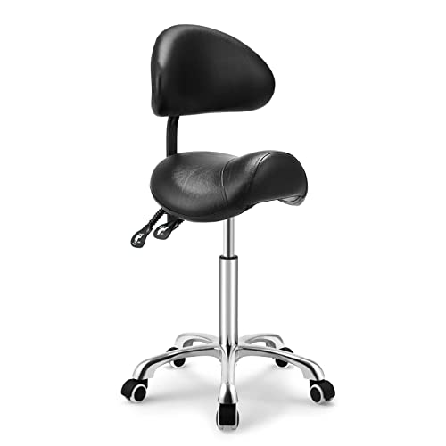 Kaleurrier Saddle Stool with Back Support - Adjustable 22-30"