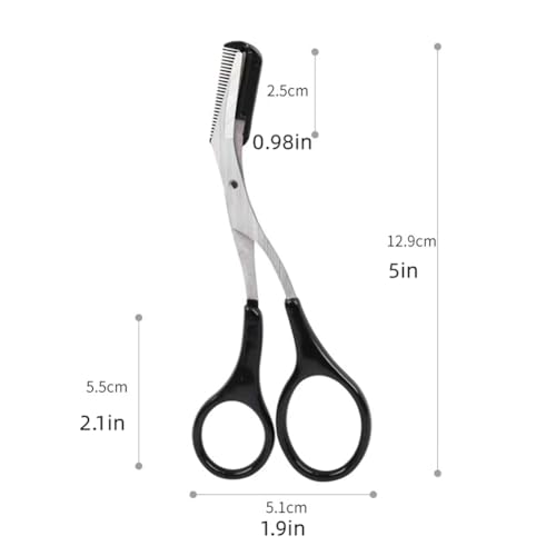 Eyebrow Trimmer Scissors with Comb - Women's Grooming Tool, Non-Slip Handle, Stainless Steel