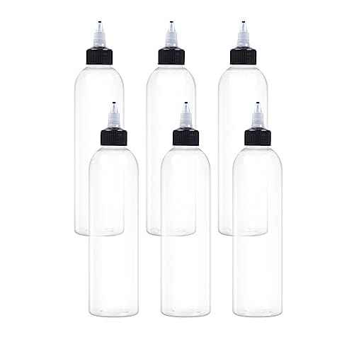 6 Pcs 8oz Plastic Squeeze Bottles with Twist Top Cap, 250ml Clear Dispensing Bottles, Empty Squirt Bottle for Liquids, Sauces, Arts, Crafts, Travel
