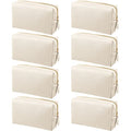 Dunzy 8 Pcs Makeup Bag Pu Leather Cosmetic Pouch Waterproof Small Toiletry Bag Portable Cosmetic Organizer Water Resistant Storage Purse for Lady Women Daily Storage Travel Organizer (Beige,Medium)