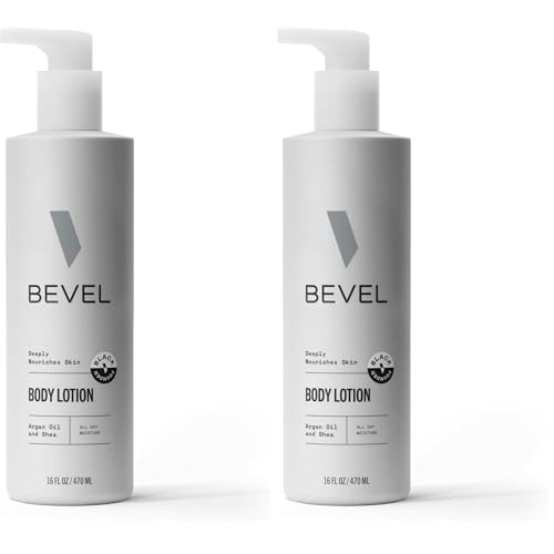 Bevel All Day Body Lotion for Men with Shea Butter and Argan Oil,Lightweight Formula Softens and Smoothes Skin,16 Oz (Packaging May Vary),(Pack of 2)