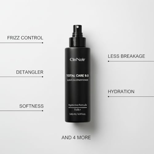 CinNoir Total Care 9.0 Leave-In Conditioner Spray for All Hair Types, Frizz Control & Detangler