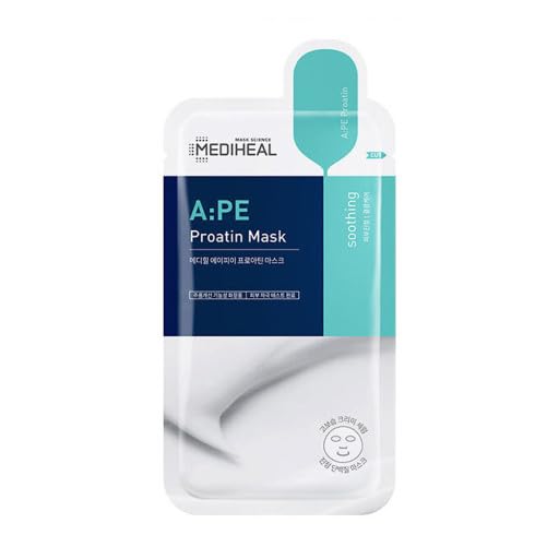 Mediheal A: PE Proatin Sheet Mask, Pack of 10, Soothing and Strengthening Skin Barrier Face Mask with Amino Acid and Latobacillus, High Moisture Creamy Essence, Calms Irritated and Sensitive Skin