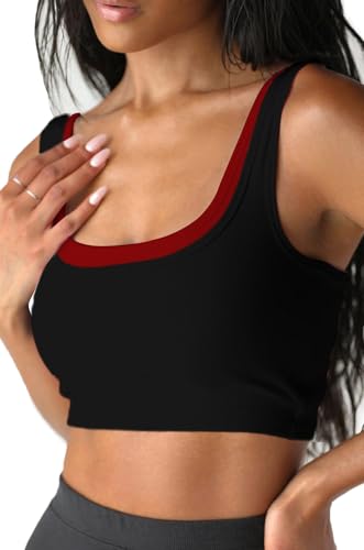 Women's Double Layer Square Neck Crop Tank Top