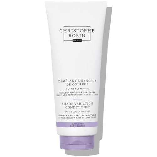 Christophe Robin Shade Variation Baby Blonde Toning Purple Conditioner with Florentina Iris, Neutralizes Brassy, Yellow Tones for Blonde, Bleached, Silver, Highlighted Hair 200ml