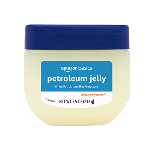 Amazon Basics Petroleum Jelly White Petrolatum Skin Protectant, Unscented, 7.5 Ounce, Pack of 4