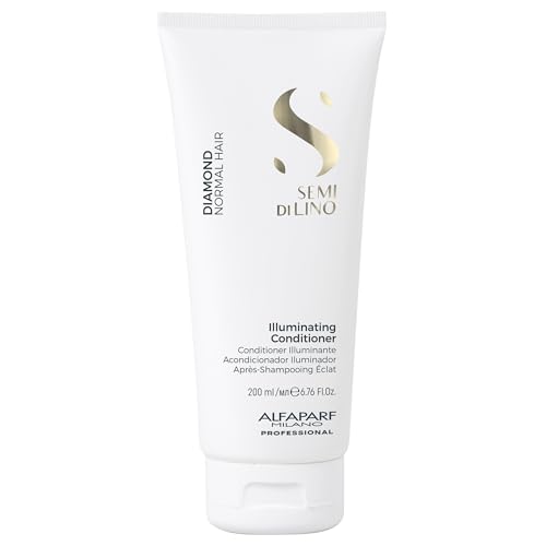 Alfaparf Milano Semi Di Lino Diamond Shine Illuminating Hair Conditioner - Sulfate Free - For Normal Hair - Safe on Color Treated Hair - Paraben and Paraffin Free - Professional Salon Quality, 6.76 Fl Oz