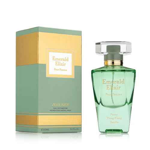 Jean Rish Emerald Elixir, Eau De Parfum for Women (3.4 Fl Oz / 100ml) with Peony, Ylang Ylang, Vanilla - Long Lasting and Luxury Fragrance, Made in USA