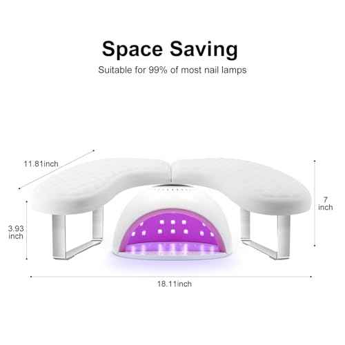 Arm Rest for Nails Tech,U Shape Comfortable Nail Arm Rest Pillow Cushion,Detachable Manicure Hand Rest Holder with Anti-slip Legs,Memory Foam(White)