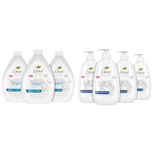 Dove Antibacterial Hand Wash Care & Protect Pack of 3 Protects Skin from Dryness & Advanced Care Hand Wash Deep Moisture 4 Count for Soft, Smooth Skin