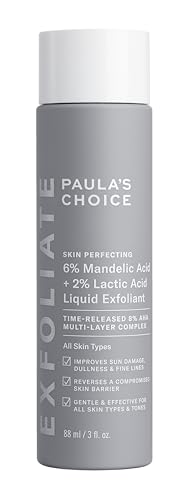 Paula’s Choice 6% Mandelic Acid + 2% Lactic Acid Exfoliant, Gentle Daily AHA Exfoliation for Discoloration, Bumpy Texture & Radiance, for Sensitive Skin, Fragrance-Free & Paraben-Free, 3 Fl. Oz.