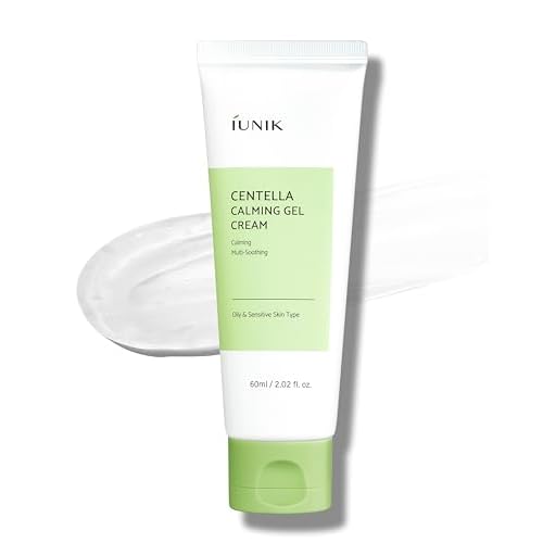 IUNIK Centella Calming Gel Cream Vegan Non-Sticky Moisturizing Blemish Care w/Centella Asiatica Tea Tree Soothes Acne Rosacea Oily & Sensitive Skin Korean Skincare