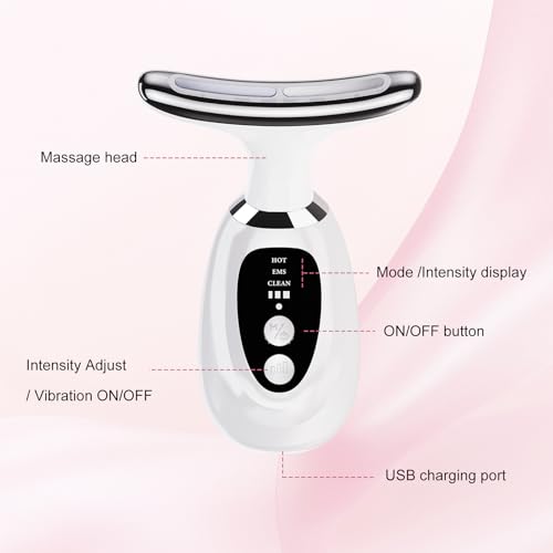Red-Light-Therapy-for-Face and Neck-Eye-Head Massager,7 Colors Skin Rejuvenation Lifting Facial Massager for Toning,Glow Boost£¬Wrinkle for Birthday,Christmas,Mothers Day,Valentines Day Gifts (Pink)