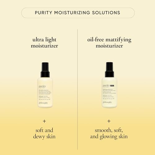 philosophy purity made simple pore ultra-light face moisturizer - with vitamins C & E, green tea, meadowfoam & chia seed oil - nourishing formula delivers 24-hour hydration - 4.7 fl oz