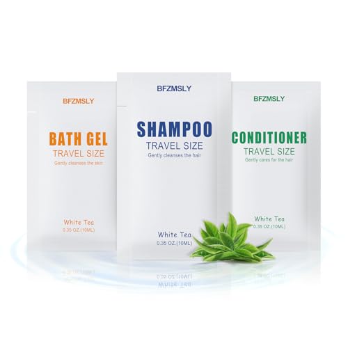 BFZMSLY 0.35 Fl Oz Travel Toiletries Set - Shampoo, Conditioner, Body Wash (300 Pack)