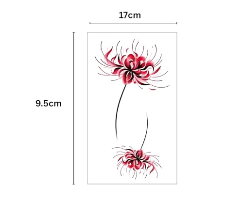 Red Spider Lily Temporary Tattoo - Waterproof Floral Design