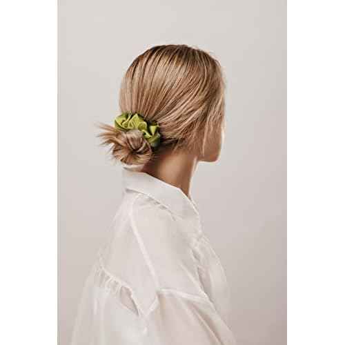 Silk Scrunchies | Premium Handcrafted 25 Momme Mulberry Silk Hair Bands | Elastics Ties Ponytail Holders and Hair Accessories (Medium Scrunchies (3), Chocolate, Ocean, Jungle)