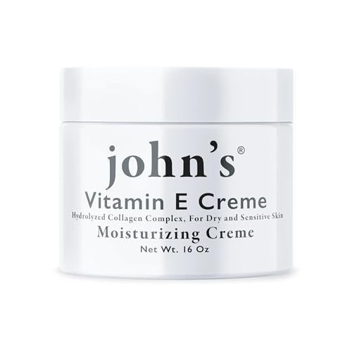 John's Vitamin E, A & D Collagen Cream ? 16 oz Aloe-Enriched Moisturiser for Face & Body ? Nourishing Vitamin E Skin Cream for Dry, Sensitive Skin