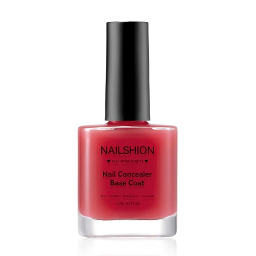 Nailshion Pink 4-in-1 Illuminating Nail Concealer Base Coat, Fast Dry, Hema-Free