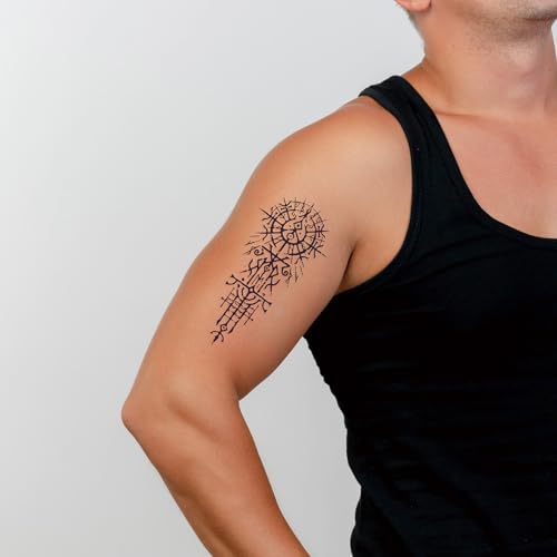 Viking Tribal Temporary Tattoos, 16 Sheets Waterproof