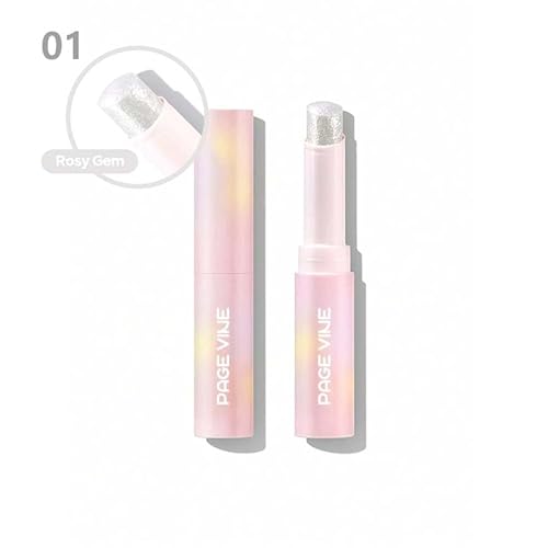 Glitter Crystal Jelly Glaze Stick - Long Lasting Shimmer Eyeshadow & Eyeliner Pencil, Waterproof & Smudge Proof, Easy to Blend for Natural or Glam Makeup Looks (01#ROSY GEM)