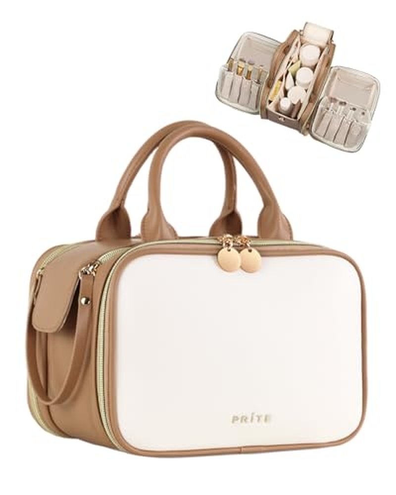 Prite Travel Makeup Bag Large Waterproof Cosmetic Organizer