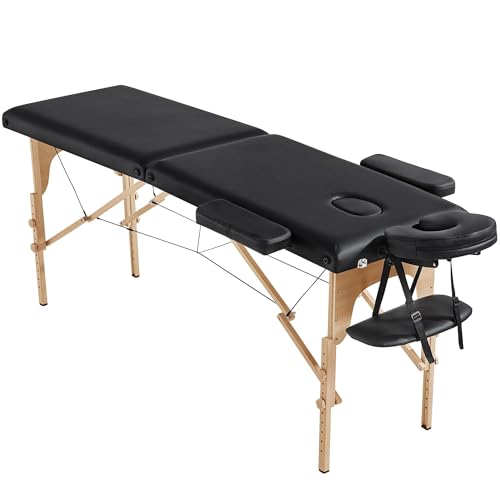 Yaheetech Portable Folding Massage Table, Height-Adjustable