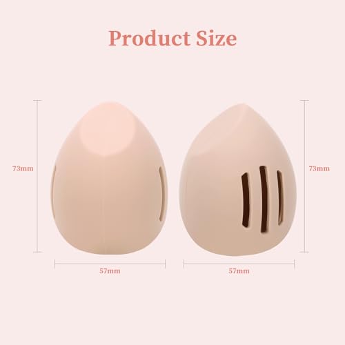 Khaki Cosmetic Travel Cases with Makeup Sponge Holder - Egg-Shaped Silicone Organizer