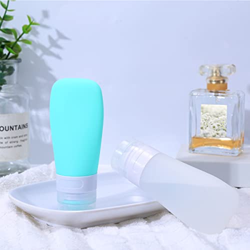 LUFEVRM 2-Pack 3oz Silicone Travel Bottles with Carry Bag