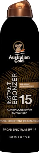 Australian Gold Continuous Spray Sunscreen SPF 15 with Bronzer, 6 oz
