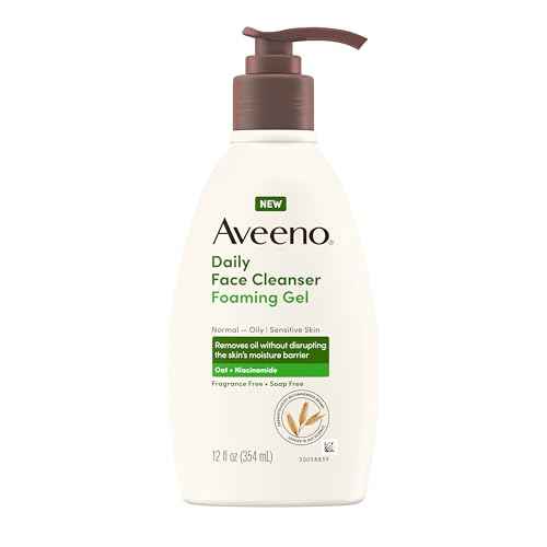 Aveeno Daily Foaming Gel Facial Cleanser, Fragrance Free, 12 fl. oz