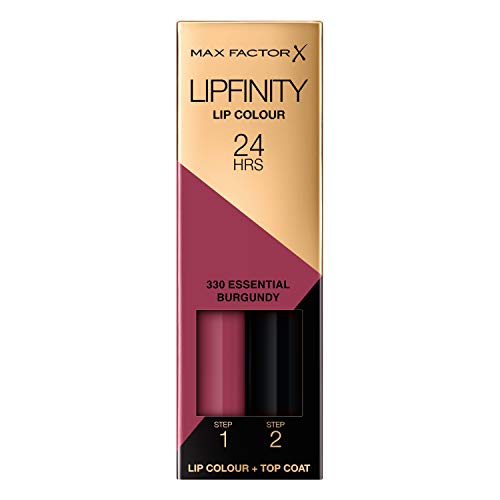 Max Factor Lipfinity for Women, 330 Essential Burgundy, 0.14 Ounce, Full Size