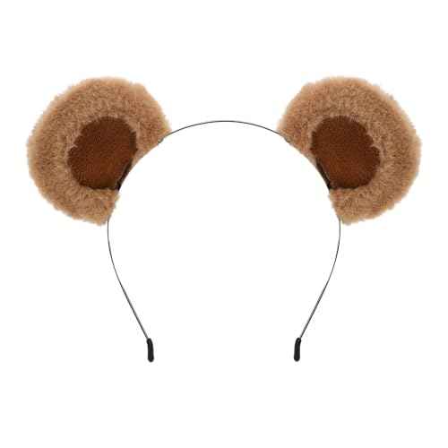 SIOTMERA Bear Ears Headband Brown, Cute Care Movable Hairband Adult with Toddler Animals Costume, Soft Makeup Head Wear for Washing Face Women