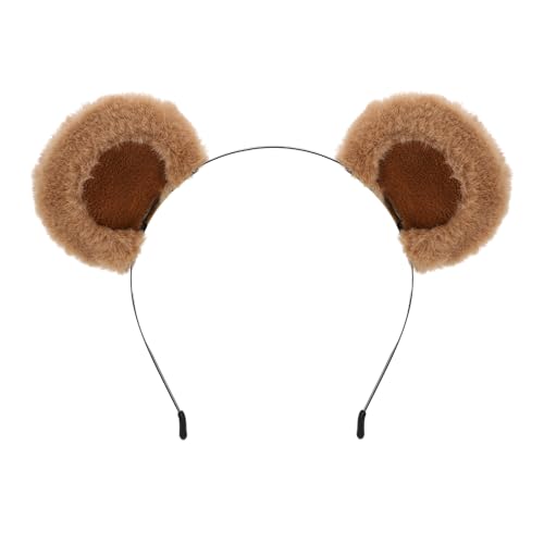 SIOTMERA Headband Bear Ears Brown, Cute Care Movable Headband Adult with Toddler Bear Costume, Soft Makeup Headband for Washing Face Women