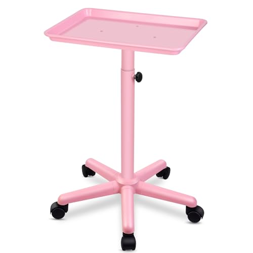 Salon Señor Pink Adjustable Height Salon Tray with Wheels