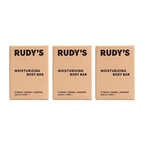 RUDY's Moisturizing Body Bar | Soap with Organic Coconut Oil and Shea Butter (3 Count - 4 oz Each)