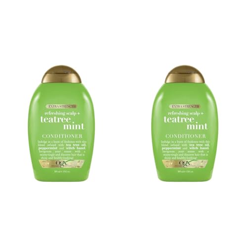 OGX Extra Strength Refreshing Scalp + Teatree Mint Conditioner, Invigorating Conditioner with Tea Tree & Peppermint Oil & Witch Hazel, Paraben-Free, Sulfate-Free Surfactants, 13 fl oz (Pack of 2)