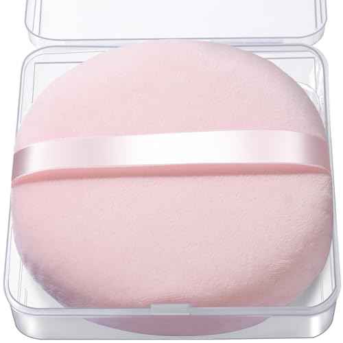 Teenitor 2Pcs 5Inch Pink Body Powder Puff, Powder Puff for Body Powder, Soft Velour Puff Pink
