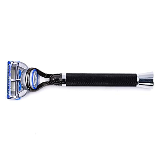 Parker Deluxe Black Fusion-Compatible Razor ? 6¡È Heavyweight Textured Handle + Free Gillette¢ç Fusion Blade ? Premium Men¡¯s Shaving Tool