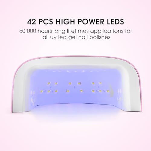Rechargeable LED Nail Lamp 60W Portable Wireless Nail Dryer UV Gel Polish Light with LCD Display, Auto Sensor and 4 Timer Settings, Professional Curing Lamp with 42 LED Beads for Salon